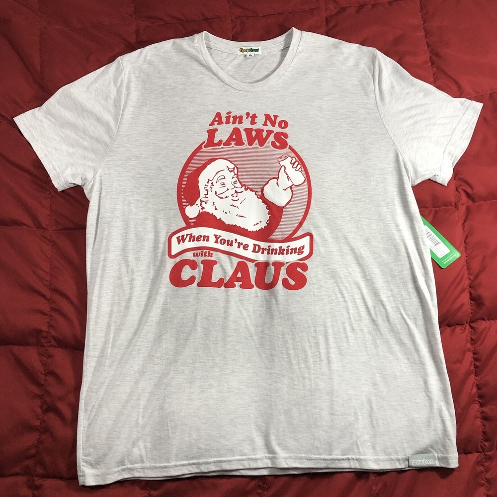Tipsy Elves T-Shirt Men's XXL 2XL Gray Short‎ Sleeve Santa Claus Christmas New